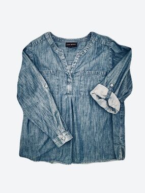 Lane Bryant Women’s Blue Soft Denim Tunic V-Neck Top Shirt, Size 20